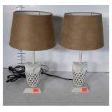 Pair of Owl Figure Dresser Lamps with shades
