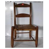 Antique Farm Type Chair, oak with cane seat.