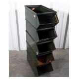 Five Industrial metal organizer Drawer Bins,