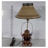 Railroad Lantern Lamp, red globe with spikes, and