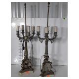 Pair of Lamps, Lions Figure French Style Base