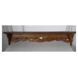 48" Amish oak wall shelf with Coat Pegs