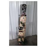 Snowman Decor Pole wooden carved and painted