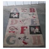 Early Hook Rug, ABCs, 3x5ft needs cleaned