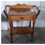 Washstand. Side towel bars having drawer and