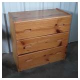 Pine 3 Drawer Dresser, bottom drawer front warped