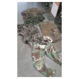 3 military style canvas bags with camouflage hat