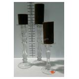 3 clear glass candle holders