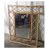 Rattan Framed Wall Mirror, 26x34" overall