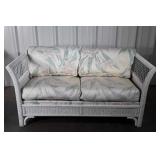 White Wicker Sunroom Loveseat cushion seating the