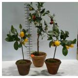 Three artificial plants two lemon trees and one