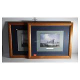 Pair of tall ship prints, nicely framed and