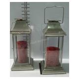 Two metal candle holders