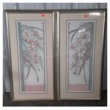 Pair of Designers Framed Orchid Prints. 23x45"