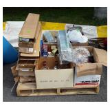 Skid lot, includes window blinds, tins,