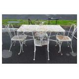 5pc Wrought Iron Patio Table Set, 4 chairs with