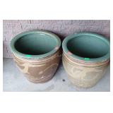 Two oriental ceramic flower pots 16" tall