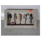 Fishermans Wall Decor, 5 lures in shadow box
