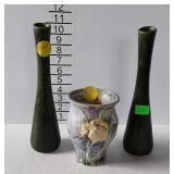 Pottery - Weller & pair of Shawnee vases