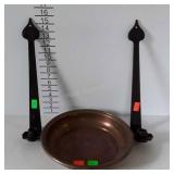 Home decor - 12" copper strainer pan, and pair of