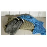 Knitted lot. POTTERY BARN throw, mermaid tail