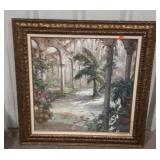 Framed print depicting foliage inside of ruins.
