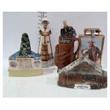 5 Whiskey decanters, Jim Beam, Ezra Brooks, etc