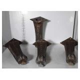 Set of 4 Legs. Metal made mold decor carved Lions