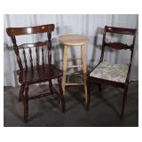 Three pc Furniture Lot, maple dining chair,