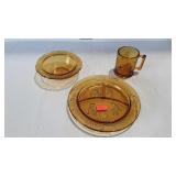 Amber glass - Humpty Dumpty mug, Three Blind Mice