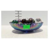 8" Oval Carnival glass bowl by Smith Glass Co.
