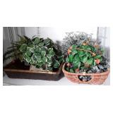 Home Decor Baskets with greenery. 5 baskets total