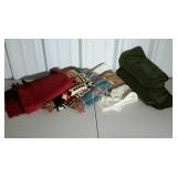 Tote bag full of six throw blankets.  Some