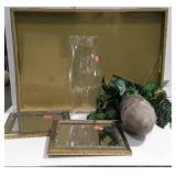 Home Decor Group, leather service tray, pottery