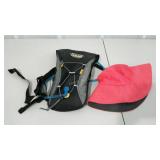 CAMELBACK waterpak and COLUMBIA sun hat.