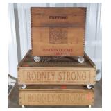 Three Wooden Wine Boxes.
