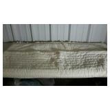 Fringed bedspread in off white. 96"×114".