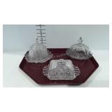 3 Glass butter dishes