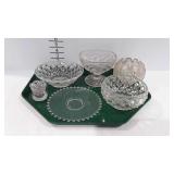 Glass - Candlewick 7" plate, tri-footed frosted