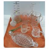 Glass - bell, vases, small pitchers, relish dish,