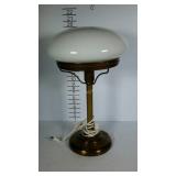Brass based table lamp with white dome shade. 20"