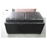 Leather foot rest with storage compartment,