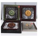 4pc Home Wall Decor, 3 metal made plaques 14x14"