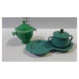 Fiesta - sugar bowls, and under tray