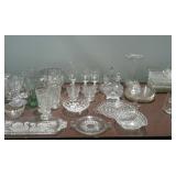 Group of clear glass including snack trays,