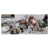Misc painted china pcs, shakers, plates, cups,