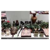Large decor group, candles, candleholders,