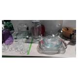 Glassware Group. Oval glass pane for table,