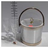 Barware, ice bucket and three Gorham crystal wine