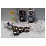 Kitchen group, silver plate and crystal cranberry